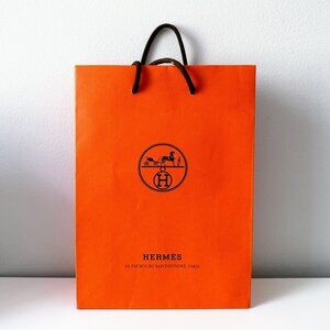 HERMES Paris Orange Empty Paper Shopping Gift Bag Tote EUC